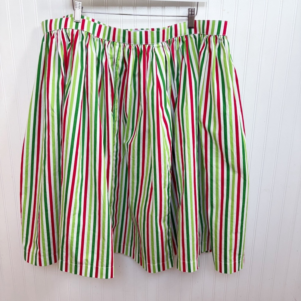 Magnolia Place Red, White, Green Stripe Christmas Swing Skirt Plus Size 5XL NEW